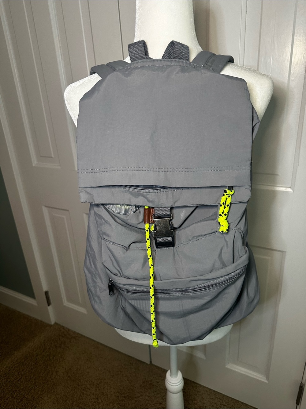 Mossimo Supply Co. Gray Backpack with Neon Yellow Accents